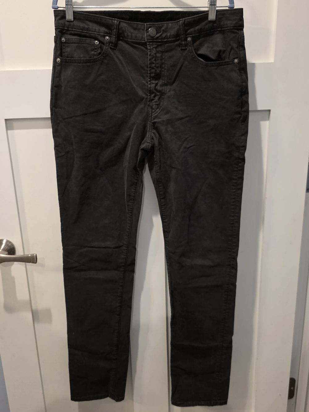 American Eagle Jeans Mens 34x32 Airflex Black Denim Slim Straight Edgy Grunge